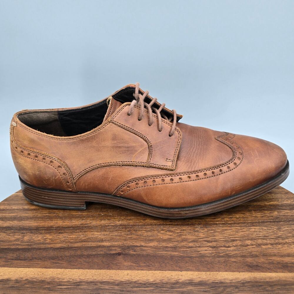 Cole Haan Oxfords Mens 9.5 M Brown Leather Grand OS Jay Wingtip Dress Shoes
